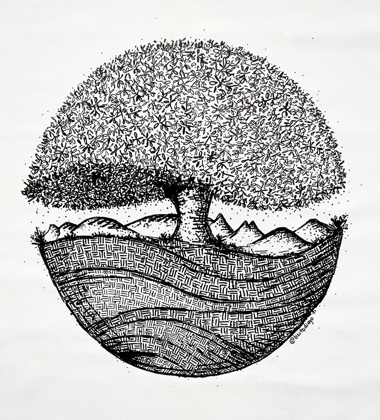 Diego Brito — Love Yourself Tree ink on paper